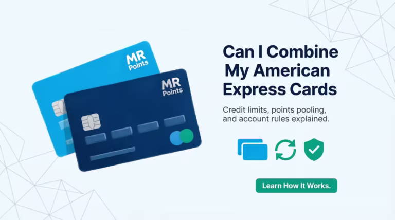 Two American Express credit cards side by side showing how to combine Amex card credit limits and points