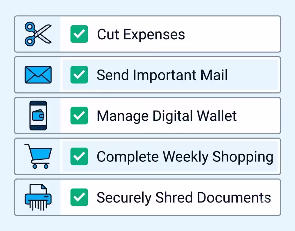 Checklist graphic showing steps to safely destroy and remove a deactivated card
