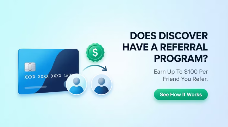 Discover credit card referral program guide showing how cardholders earn rewards for referring friends