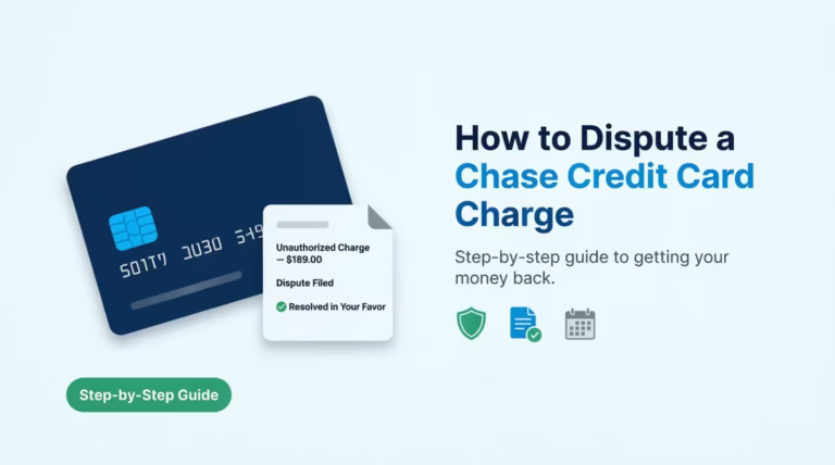 Step-by-step visual guide showing how to dispute a Chase credit card charge