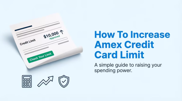Credit card statement showing a higher approved credit limit with an upward arrow icon for how to increase Amex credit card limit.
