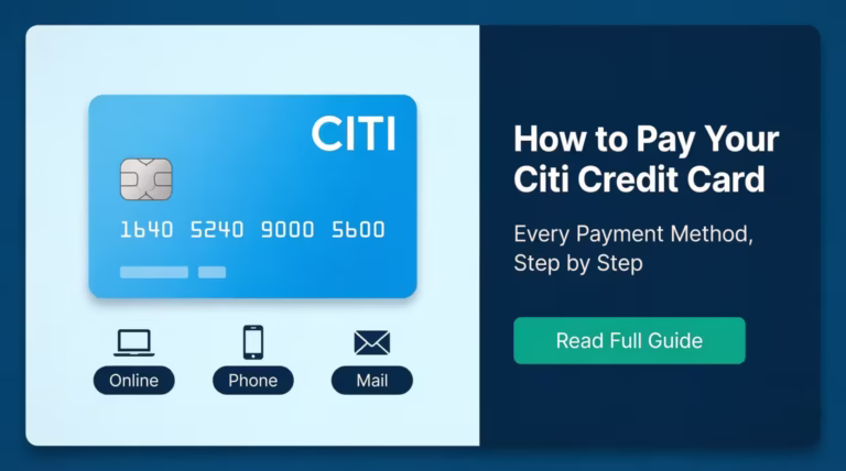 Step-by-step guide showing how to pay a Citi credit card online, by phone, and by mail