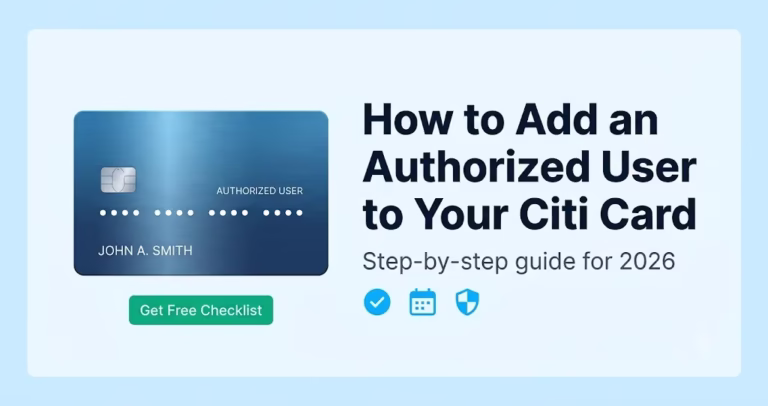 Credit card mockup showing how to add an authorized user to a Citi card