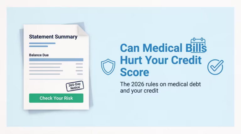 Medical billing statement graphic explaining how unpaid bills can affect a credit score