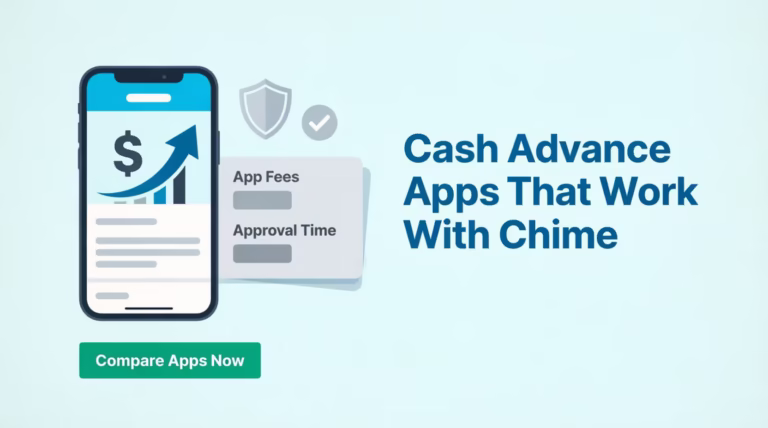 Smartphone showing a cash advance comparison chart for Chime bank users
