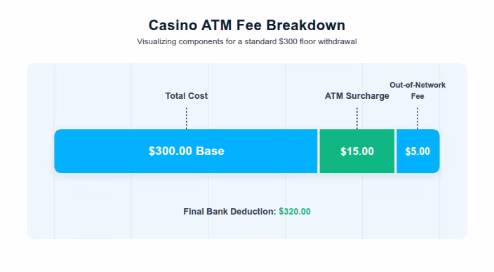 Bar chart showing separate fee components added together for an ATM withdrawal