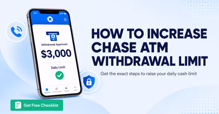 How to increase Chase ATM withdrawal limit shown on a mobile banking app screen with daily limit confirmation.