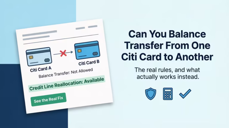 Credit card statement graphic showing whether you can balance transfer from one Citi card to another