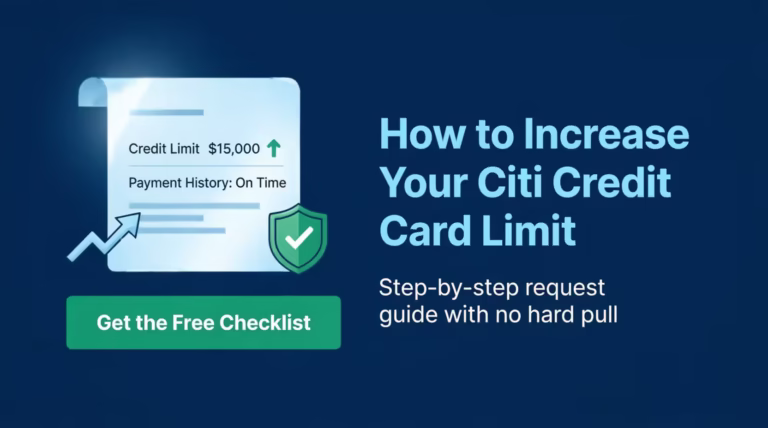 Illustration showing a credit card account summary next to steps for increasing a Citi credit card limit