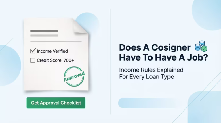 Document showing income verification checklist next to headline about cosigners needing a job