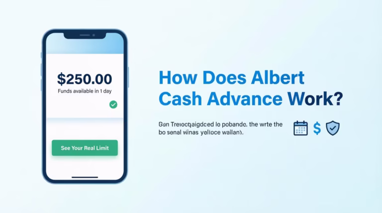 Mobile banking app screen showing a cash advance amount and repayment countdown for how Albert cash advance works