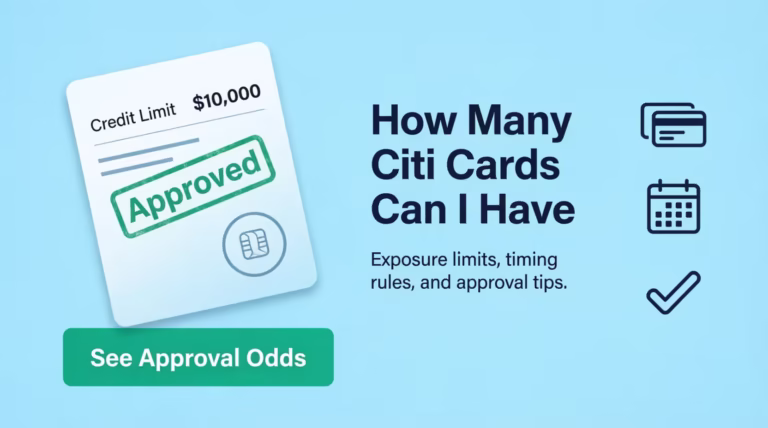 Credit card approval document next to text asking how many Citi cards a person can have
