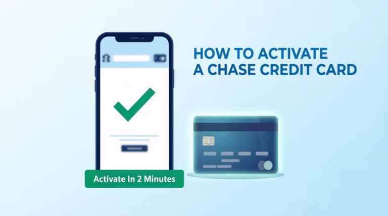 Smartphone showing a successful credit card activation confirmation next to a physical credit card