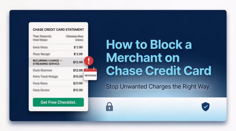 Person reviewing a Chase credit card statement with a highlighted recurring charge alert icon