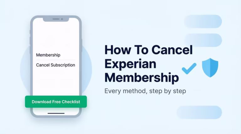 Smartphone showing how to cancel Experian membership subscription screen with cancel button