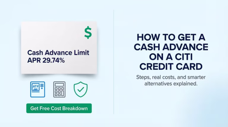 Illustration showing a credit card statement and how to get a cash advance on a Citi credit card