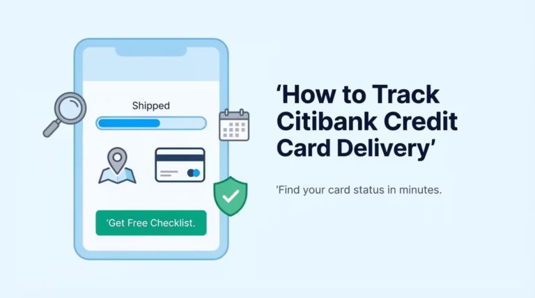 Illustration showing how to track Citibank credit card delivery status using an online tracking dashboard