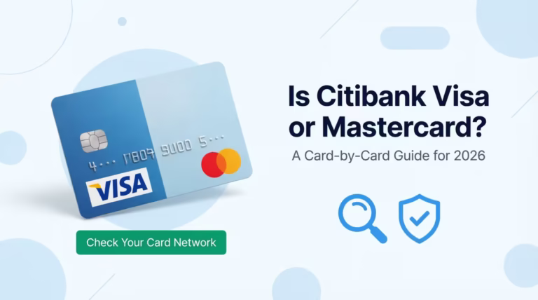 Split credit card graphic showing Visa and Mastercard logos illustrating is Citibank Visa or Mastercard comparison guide
