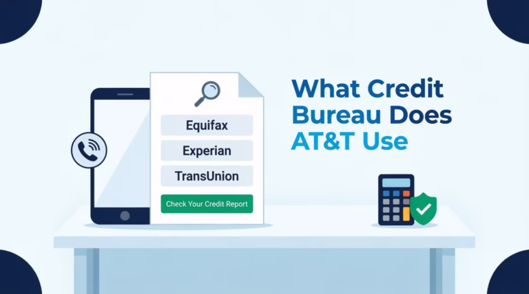 Illustration showing a credit report checklist next to a smartphone representing what credit bureau AT&T uses for approval.