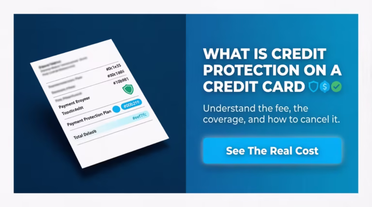 Credit card statement showing a payment protection plan fee highlighted for review