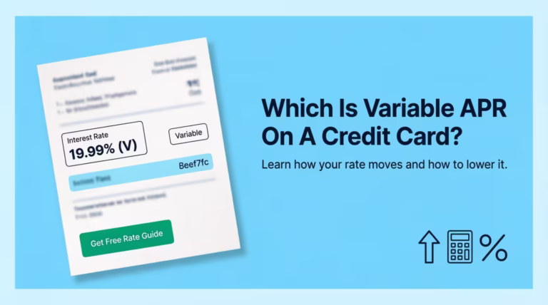 Credit card statement showing a variable APR rate marked with a V symbol