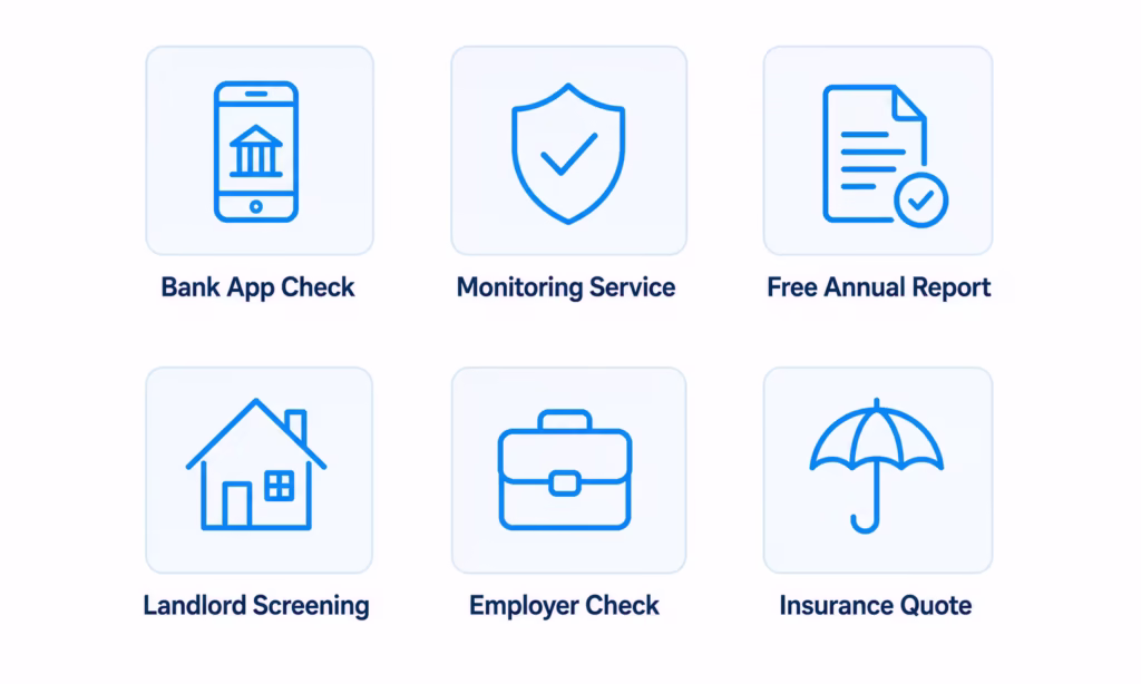Grid of icons representing common reasons a soft credit check might appear