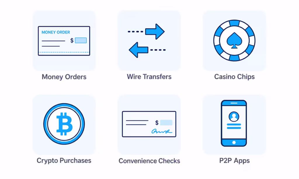 Icon grid showing six transaction types that can trigger unexpected fees