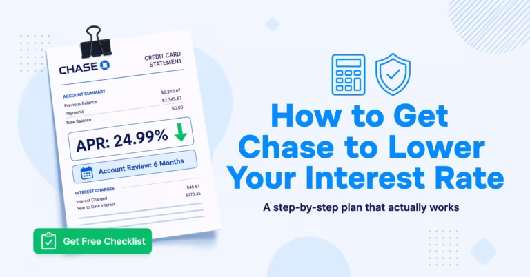 Credit card statement with declining interest rate graphic showing how to get Chase to lower interest rate