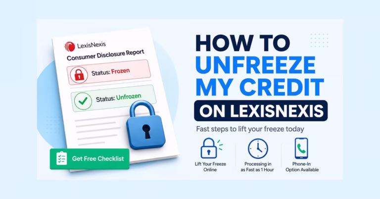 Person unlocking a frozen consumer credit report document to unfreeze LexisNexis file