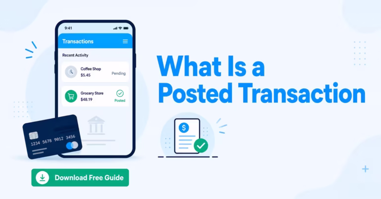 Smartphone banking app showing pending and posted credit card transaction status with checkmark