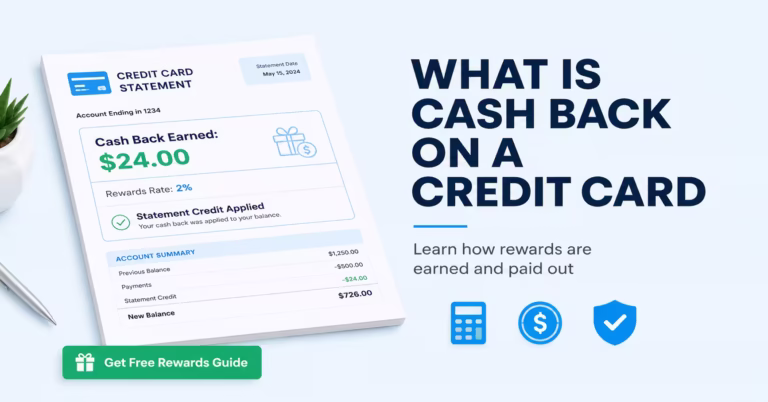 Credit card statement showing cash back rewards earned and applied as a statement credit