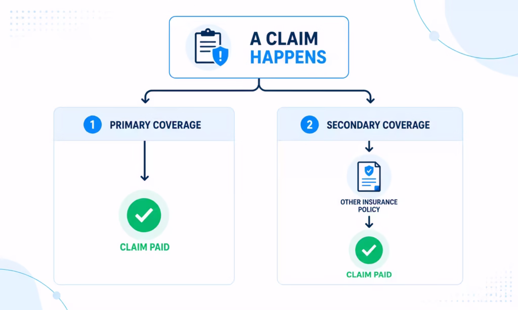 Flowchart comparing a direct claim payout path against a two step claim payout path