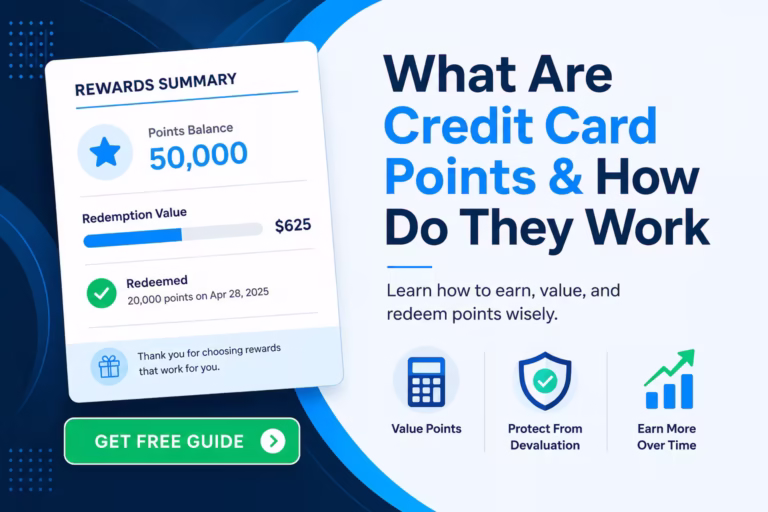 Rewards card statement showing points balance next to text explaining what credit card points are and how they work
